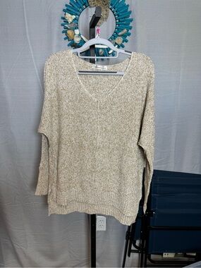 NWOT Zenana Women's oatmeal V-Neck Knit Sweater